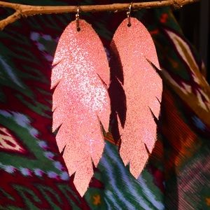 Pink Shimmer Leather Feathers